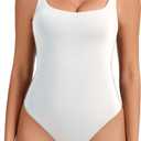 Women's Sleeveless Square Neck Tank Bodysuit Outfits Tops Thong Body Suits for Going Out, S