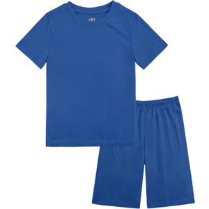 Boys Summer Outfits,Cotton Ultra-Soft T Shirt and Short Sets for Toddler Little Girl,2 Piece Kids Clothes Sets 18M-8Y (Blue)