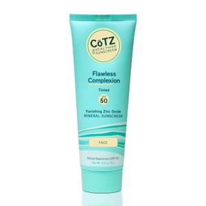 CoTZ Skincare | Flawless Complexion | Lightly Tinted | Facial Mineral Sunscreen Broad Spectrum SPF 50; 2.5 oz / 70 g
