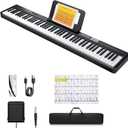 Donner DEP-1 Piano Keyboard 88 Keys, Beginner Digital Keyboard Piano Velocity-Sensitive Keys, Portable Electric Piano with Sustain Pedal, Carrying Case and Keyboard Stickers (Compact)