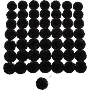 Silk Carnation Flower, 50 Artificial Flowers, Used for Wedding Decoration DIY Handmade Flowers, Carnation Flower Diameter 3.5 Inches and 6 Inches Stem (Black)