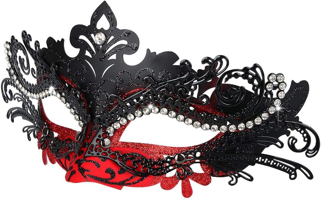 Hoshin Masquerade Mask, Mardi Gras Deecorations Venetian Masks for Womens (Red & Black)
