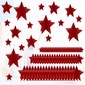 70 Pcs Red Star Centerpieces for Movie Night Party Decorations 3D 2025 Graduation Table Decor 3 Sizes 8" 5" 3" Red Carpet Film Show Theme Birthday Party Back to School Table Decor