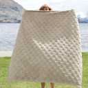 Bedsure GentleSoft Beige Throw Blanket for Couch - Checkered Fleece Blankets Gifts for Kids Girls, Cute Soft Cozy Throw for Bedroom Home Decor Gifts, Neutral, 50x60 Inches