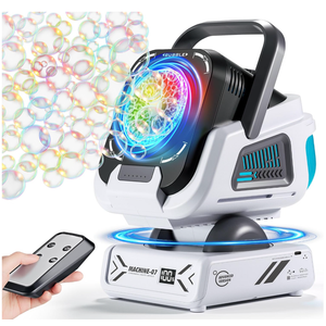 Belemar Upgraded Bubble Machine with Remote Control, Automatic Rotation & RGB Lights, 1800mAh Rechargeable Battery, Type-C Charge, Bubble Maker for Kids, Weddings, Birthday Parties, Outdoor Activities