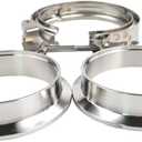 2 X 3 inch Quick Release V Band Clamp with Male Female Flanges 304 Stainless Steel for Turbo Downpipes, 2 Pack