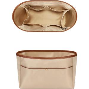 GIVLEFLY Purse Organizer Satin Drill Handbag Organizers Silk Fabric Tote Bag Organizer Handbag Organizer Storage Bag (Beige, Large)