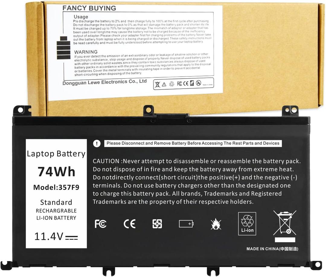 2 x 357F9 0GFJ6 Laptop Battery for Dell 15 7000 7559 7567 7566 7759 7557 5577 INS15PD Series P57F P57F003 P65F P65F001 71JF4 0GFJ6 071JF4 Gaming 15 7559 i7559 i7559-5012GRY 7557 i7557 i5577-7342blk-pus