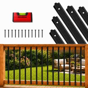 Belinova 29.5" Black Aluminum Deck Balusters 25 Pack, Side Mount Anti-Bend