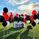 2 x 100pcs Red Black White Latex Balloons with 12 Inch Red Black Glitter Confetti Balloons Birthday Wedding Baby Shower Graduation Poker Card Decorations, Red and Black Party Balloon Set