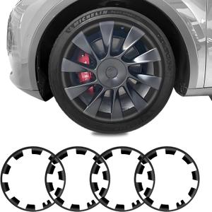 20 Inch Wheel Rim Protector for Tesla Model Y 2020-2024, 4PCS ABS Wheel Rim Guard Hubcap Cover Car Protection Tire, Tire Trim Rings for Curb Rash Prevention Model Y Accessories, Matte Black
