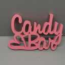 Candy Bar Sign, Wooden Dessert Table Decoration for Wedding/Birthday/Valentine's Day/Children's Day Candy Party (Pink)