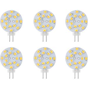 12V G4 LED Bulb 3W Bi-Pin LED Disc Light Bulb 20-30 Watt Equivalent Warm White for Puck Lights in RV Trailers Campers Automotive Marine Landscape Lighting 6pcs