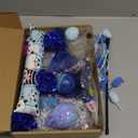 Zopeal Cat Toy Set Interactive Cat Toys Pack Including Feather Teaser Wand Plush Gift Outfit Mice Crinkle Balls and Pet Bell Balls, Puzzle for Indoor Cats Birthday Gift Basket for Kitten(Blue)