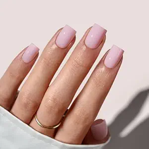 BTArtbox Press On Nails Square  Pastel Pink Short Press On Nails with Glue for Women, Opaque Soft Gel Glue On Nails in 16 Sizes  32 Stick On Nails Kit, Metro Mocha