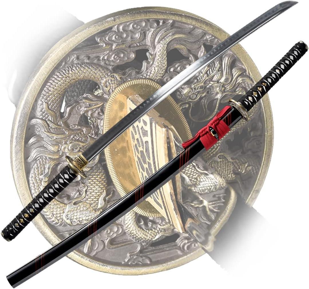 Handmade Katana,Japanese Samurai Sword Katana,1040/1060/1095 Damascus Steel,T10 High Carbon Steel Clay Tempered,Full Tang