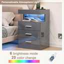 T
Treocho Led Nightstand with Hidden Space & Charging Station
3 Drawer Smart Nightstand, Glossy Finish, RGB Lights, Tall Bedside Table for Bedroom, Grey,  Product Dimensions 15.75"D x 16.93"W x 26.77"H