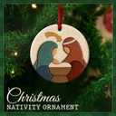 CHOANG Nativity Christmas Ornament 2025 - Holy Family Ceramic Ornament with Mary, Joseph and Jesus - Religious Church Decoration, Christian Manger Scene Keepsake