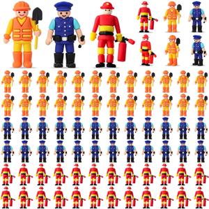 Weysat 60 Pcs Tiny People Figurines Include Mini Fireman Figures Policeman Figurines Construction Worker Toy for Dioramas Village Party Favor Gifts DIY Craft Dollhouse Decor to Hide and Seek