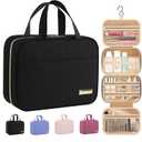HOTOR Travel Toiletry Bag w/Hanging Hook - Spacious Toiletry Bag Essentials for Women & Men, Makeup Bag/Big Comparment, Waterproof for Travel Accessories, Medium, Black