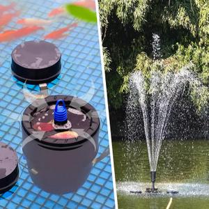 Pond Fountain Floating Pool Fountain & Floating Pool Skimmer 2 in 1 Machine w/ 7 Colors Submersible Light 660GPH Water Pump Aerator 30Ft. Power Cord for Ponds Swimming Pool Fishponds Lake (Black)