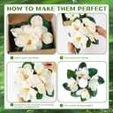 4 Pcs Magnolia Candle Rings Wreaths Artificial Floral Wreath with Green Leaves All Seasons White Magnolia Wreath for Wedding Centerpieces Table Decoration