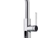 Lefton Pull-Out Waterfall Kitchen Faucet with Temperature Display, Two Water Outlet Modes, Single Hole, Chrome, KF2209-1