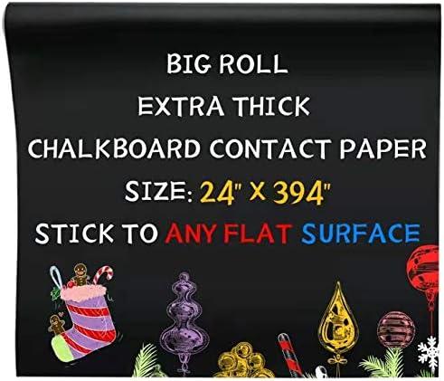 Oxdigi Black Chalkboard Contact Paper/24 x 394 inches/Large Chalk Board Roll Peel & Stick/Self Adhesive Wallpaper Blackboard Wall Decal Sticker Removable/Kids Black Chalkboard/extra thick 0.3mm / CPP
