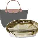 Lckaey Purse Organizer Insert for Longchamp Le Pliage Handbag Ultra-light Dupont Paper tote bag Inserts Y099Khaki-Large
