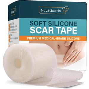NUVADERMIS Clear Silicone Scar Tape for Surgical Scars - 120" x 1.5" Roll - Extra Long Scar Sheets for C-Section, Tummy Tuck, Keloid, and Surgical Scars - Reusable Medical Grade Silicone Scar Tape