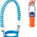 Water Bottle Handle Strap Compatible with Owala & Stanley Cups, Hand-Woven Lanyards Silicone Water Bottle Sling, Carrier, Holder with Strap (Blue)