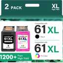 61XL 61 4500 5530 Ink Cartridge for HP Printers Replacement for HP61 Ink 61 XL Black and Color Combo Pack for Envy 4500 5530 4502 OfficeJet 4630 DeskJet 2540 Printer (1 Black, 1 Tri-Color, 2-Pack)