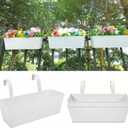 3 Pcs Large Hanging Flower Pots for Railing Or Fence 16 Inch Railing Planter Box for Any Balcony, Porch or Deck Countryside Style Window Planter Boxes Are Perfect to Herbs & Flowers for Garden (White)