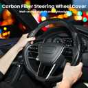 Hiseanllo Carbon Fiber Steering Wheel Cover 3PCS Set Anti-Slip, Scratch-Resistant, Universal Fit for 1416 Inch Wheels Interior Car Accessories for Cars, SUVs, Trucks (Black)