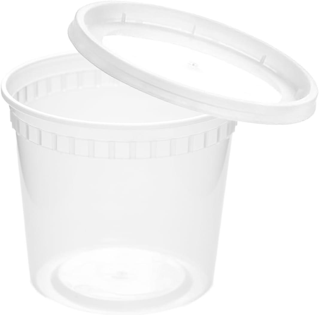 16 oz Clear Storage Cups (48-Pack) with Lids - Airtight, Stackable - For Sauces, Dressings, Snacks, Leftovers