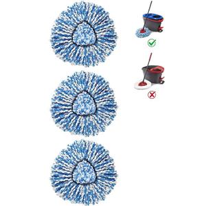2-Tank Mop Heads Replacements for O-Ceda RinseClean Dual System, Microfiber Refills, Easy Cleaning Mop Repalce Head Blue 3 Pack