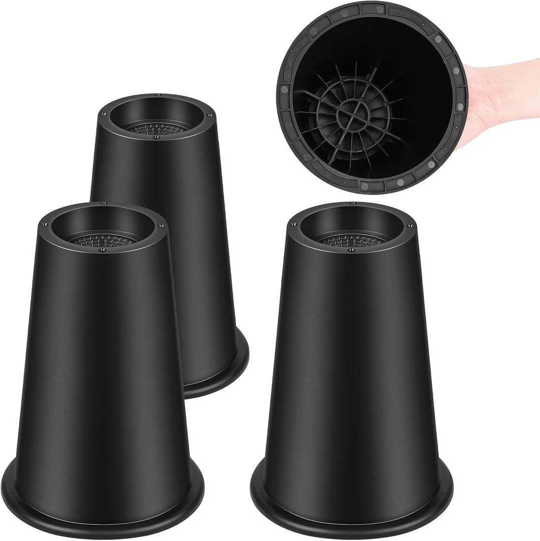 4 Pack 8 INCH Round Bed Riser/Furniture Lift Bed/Bed risers/Furniture Lifter/Table risers/Frame Risers Create Under Bed Storage Heavy Duty for Furniture Height Adjustment Round Black (4Pack, 8 Inch)