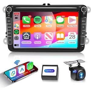 8inch HiFi Car Stereo Radio for VW Passat Jetta TOURAN SEAT,Wireless CarPlay Android Auto,1080P HD IPS Touch Screen with Bluetooth GPS Navigation FM Radio WiFi Steer Wheel Control Backup Camera Mic