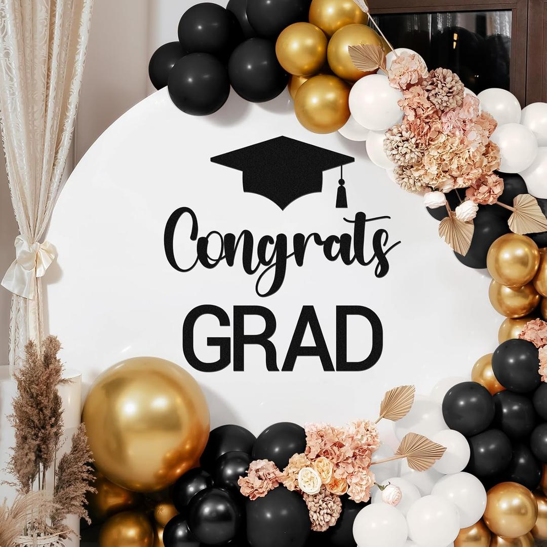 Epakh 2025 Gradution Party Decal Sign for Backdrop Letters Peel and Stick Gradution Sticker for Balloon Arch Decorations Party Sign Wall Decor(Black)