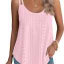 XIEERDUO Women's Tank Tops Spaghetti Strap Camisoles Eyelet Embroidery Scoop Neck Tops (Medium, Light Pink)