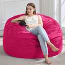 Hobestluk 3FT Bean Bag Chair Giant Bean Bag Chairs for Adults Large Bean Chairs with Removable Cover, Beanbag Chair with Filler, Adult Bean Bag Chairs for Living Room, Bedroom (3FT - 36" x 36" x 22", Pink)