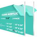 CALPALMY (2 Pack) 1/4" Thick Clear Large Acrylic Sheets - 24" x 48" Pre-Cut Plexiglass Sheets for Windows, Craft Projects, Signs, Display Cases, Sneeze Guard and More - Cut with Power Saw, Hand Tools