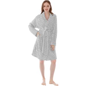PAVILIA Womens Robes Lightweight, Knee Length Plush Fluffy Shower Bathrobe, Soft Fuzzy Cozy with Pockets (Small-Medium)