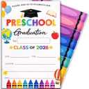 Preschool Graduation Invitations, Class of 2026 Preschool Graduation Party Invites, Colorful Kids Graduation Cards with Envelopes, Pre K Graduation Invitation, 4x6 Inches.(025)