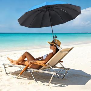 Patio Umbrellas 360 ° Adjustable Beach Chair Umbrella with Clamp UPF 50+ Clip On Chair Umbrella Sun Shade for Outdoor Beach, Patio, Wheelchair, Camping Chairs and Golf Carts