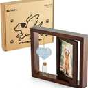 Baffect Dog Memorial Gifts For Loss Of Pet, Dog Passing Away Gifts Include Rotating Wooden Pet Memorial Frame For 4x6 Photo, Glitter Acrylic Pendants & Cat Hair Collector