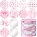 Briwooody 20 Pcs Pink Bow Coquette Compact Mirrors Bulk 2.75 Inch Round Portable Pocket Makeup Mirror Party Favors Gifts for Women Breast Cancer Awareness Bridal Shower Bachelorette Party Decor