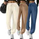 3 Pack Women's Yoga Joggers Pants, Drawstring Running Sweatpants with Pockets Lightweight Workout Lounge Pants (XXL)