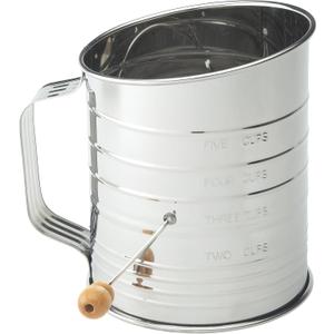 Mrs. Andersons Baking Hand Crank Flour Icing Sugar Sifter, Stainless Steel, 5-Cup