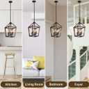 Farmhouse orb Metal Chandelier，4-Light Vintage Handmade Rustic Wood Pendant Hanging Light Fixture for Kitchen Island Dining Room Living Room Bedroom Foyer Hallway, CH-A026-4